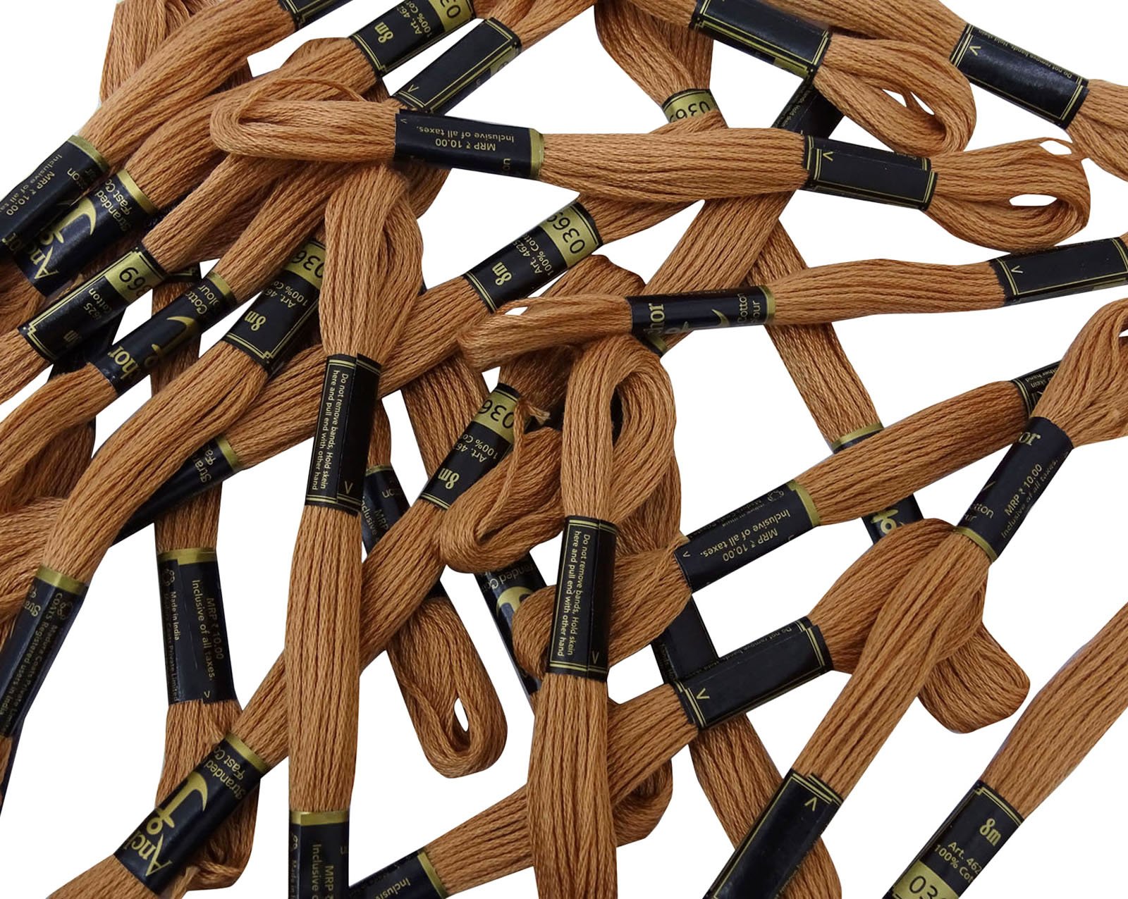 IBA Indianbeautifulart Anchor Stranded Cotton Thread Floss Cross Stitch Hand Embroidery Pack of 25 Skeins-Light Brown
