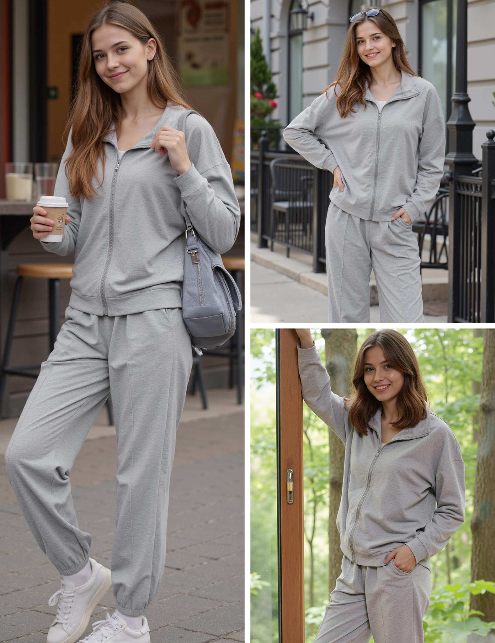 Terecey Tuta Donna Invernale Elegante e Sportiva con Colletto Alto Abbigliamento Fitness Casa con Cerniera Frontale