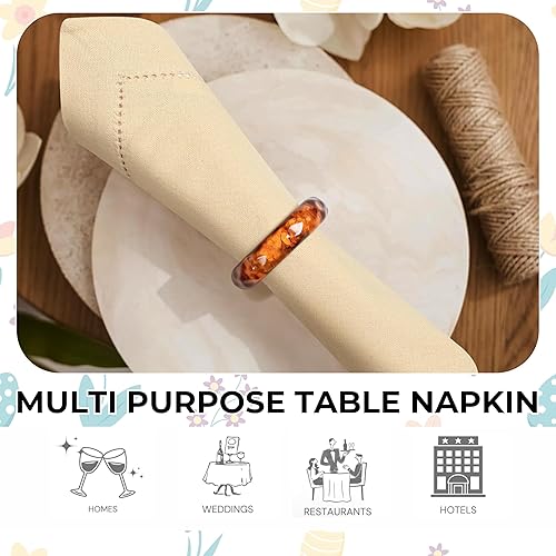 Miniatura 55 de Servilletas de lino y algodón de 18 x 18 pulgadas natural con vainica, servilletas de boda, servilletas de cóctel, servilletas de tela, servilletas