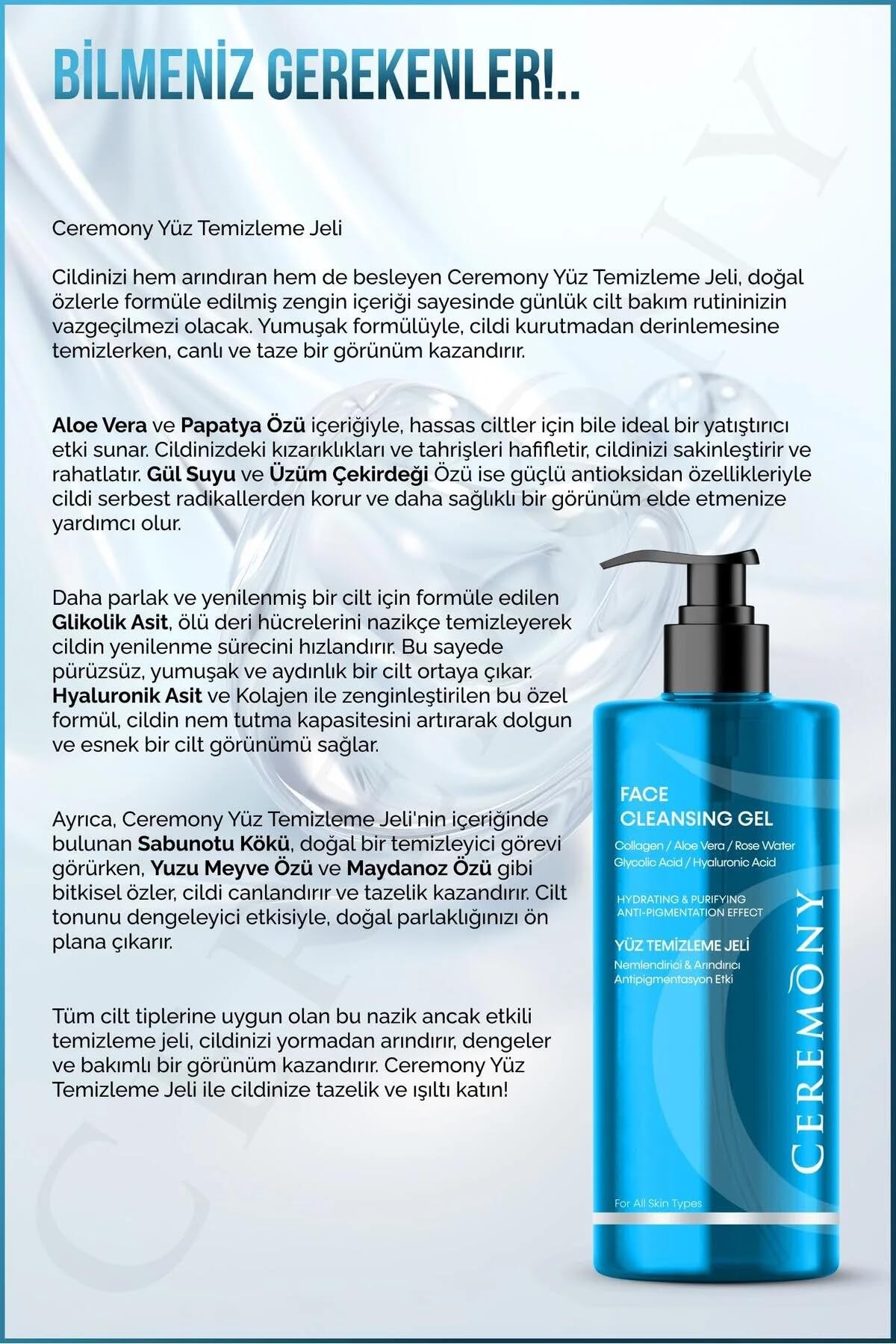 CEREMONY YÜZ TEMİZLEME JELİ 400 ML