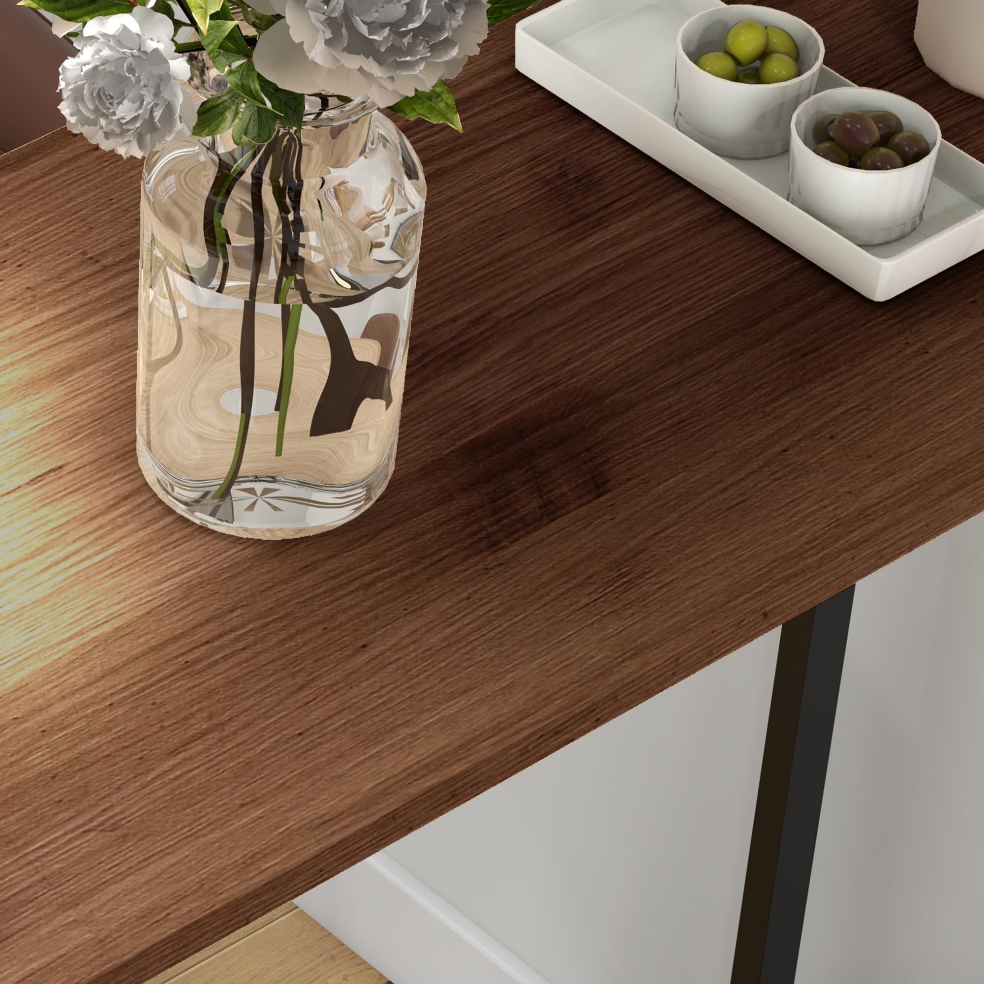 HOMCOM Table de Bar Table Haute de Cuisine Mange-Debout avec étagères - 120 x 40 x 105 cm - piètement Acier Noir Marron