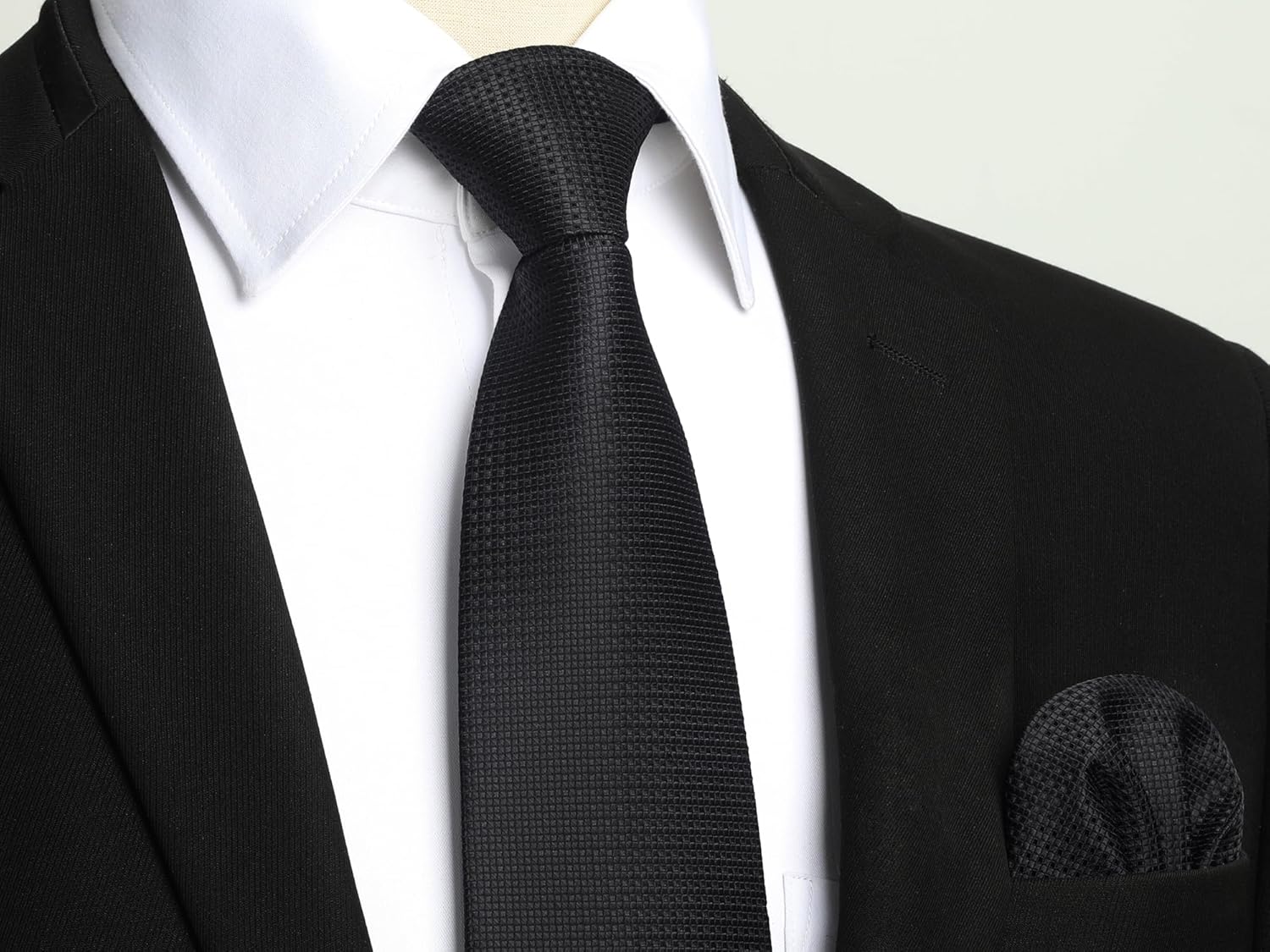 HISDERN Mens Solid Ties Formal Business Woven Tie and Pocket Square Cufflinks Set Classic Silk Satin Necktie Wedding - Image 5