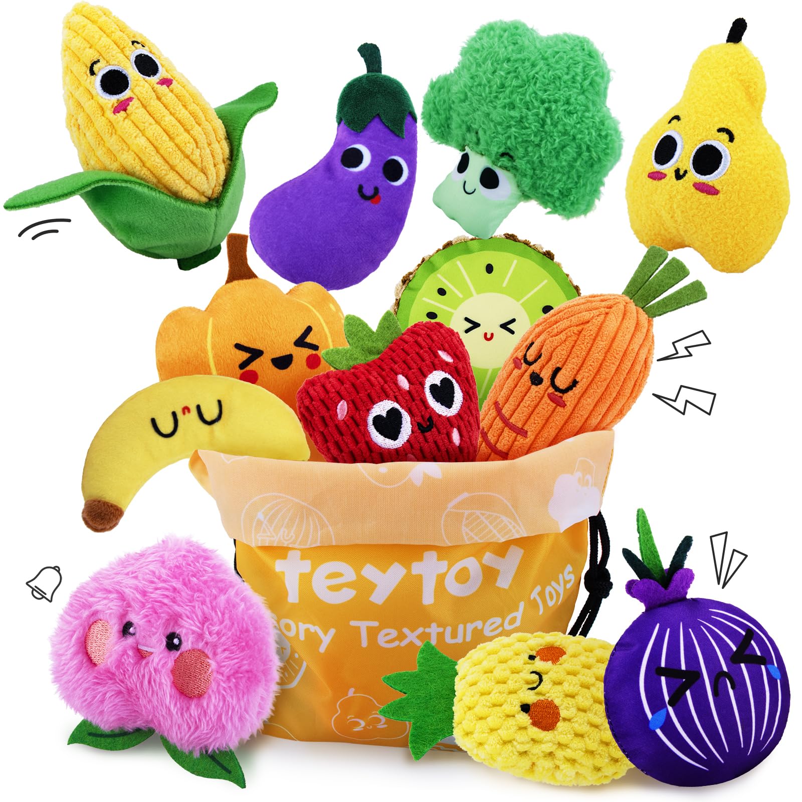 12-Pack Sensory Bean Bag for Kids,Montessori Textured Tactile Baby Toys Set,Sensory Toys for Autistic Children&Toddlers,Learning &Fine Motor Skill Developmental Play Gift Stress Relief for Autism