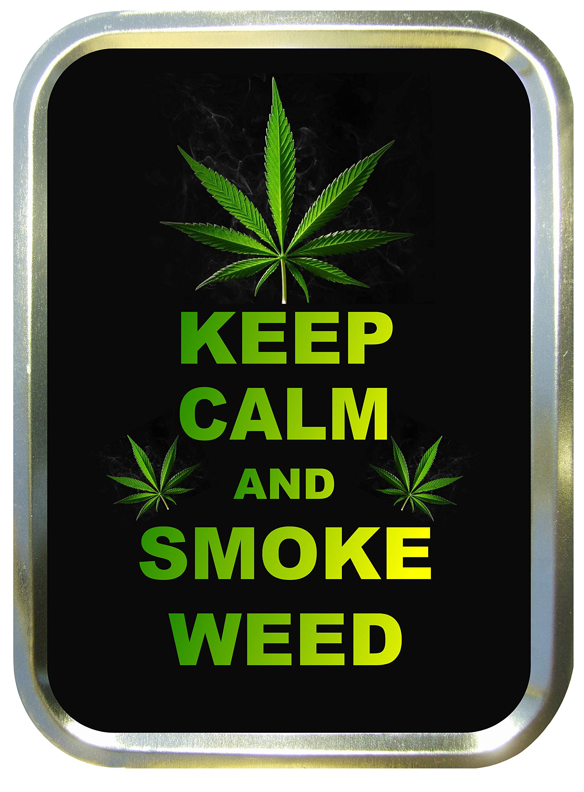 TEEZ Keep Calm Smoke Weed 2oz Gold Tobacco Tin,Baccy Tin, Smoking Tin