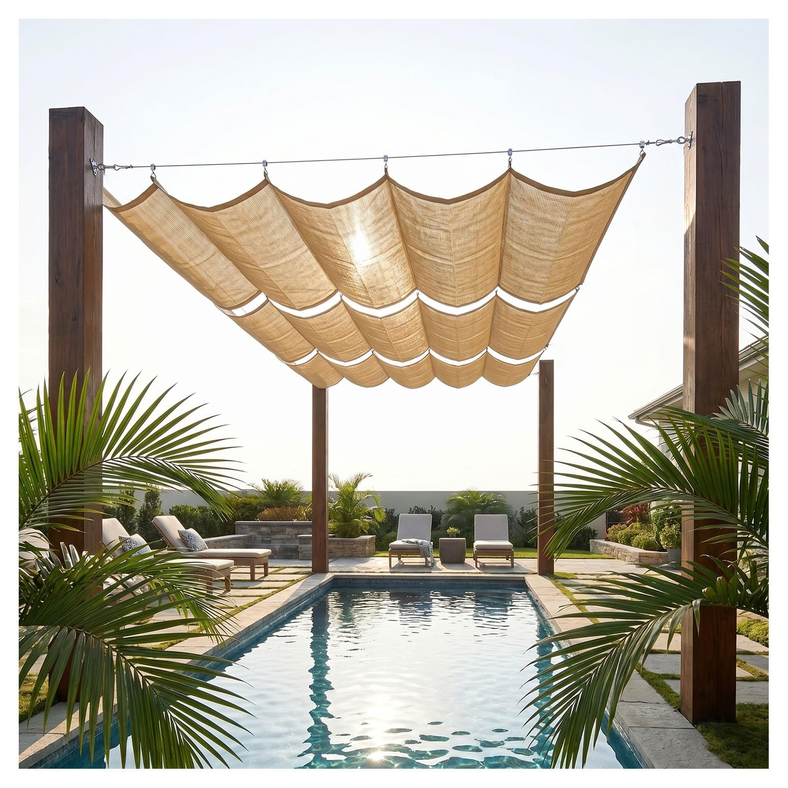 Rétractable vague voile d'ombrage anti chaleur pour terrasse