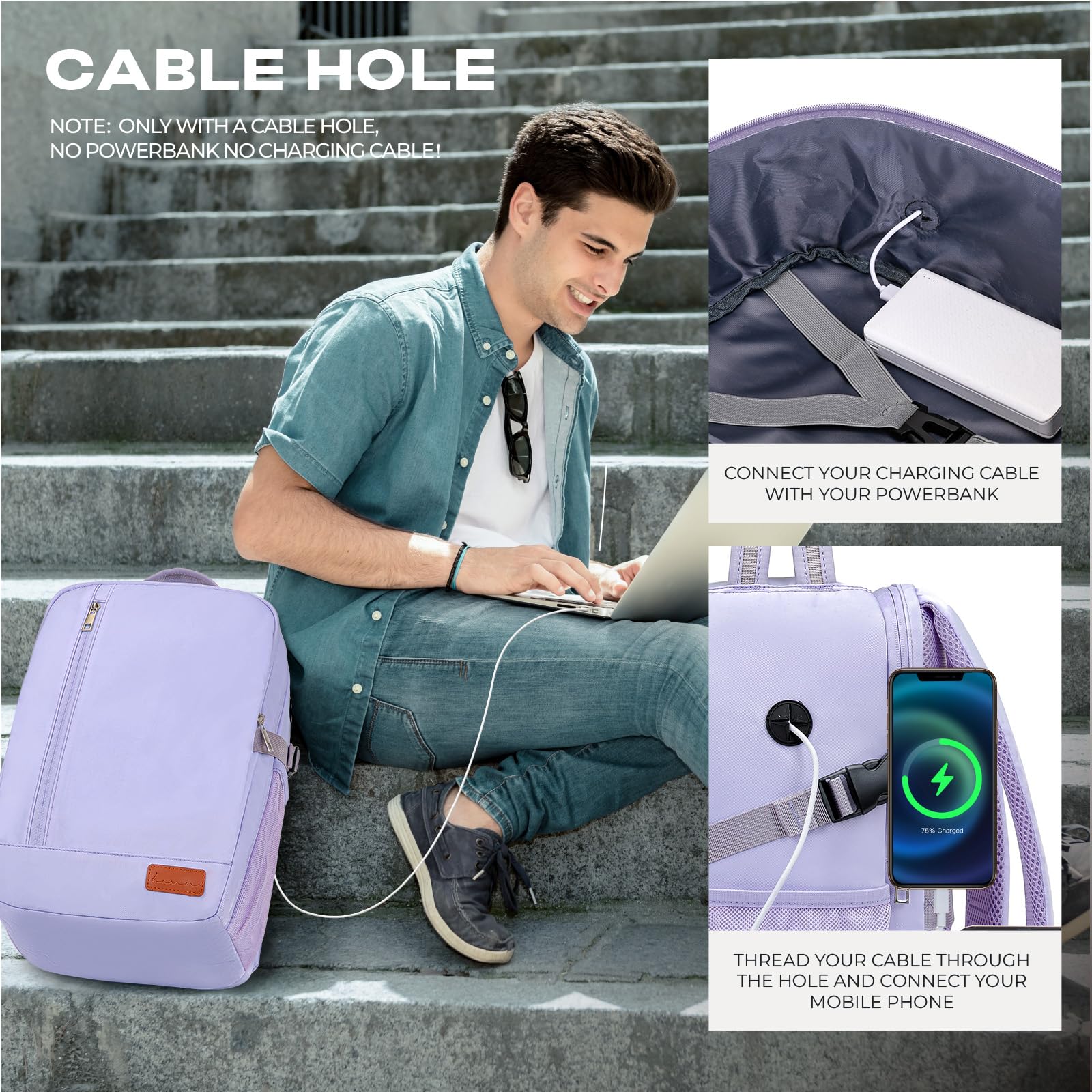 VMIKIV per Zaino Ryanair 40x20x25 Zaino da Viaggio Aereo Bagaglio a Mano Borsa Donna Uomo per Aereo Zaini da Viaggio Antifurto Piccolo Borsone da Cabina per Scuola Lavoro