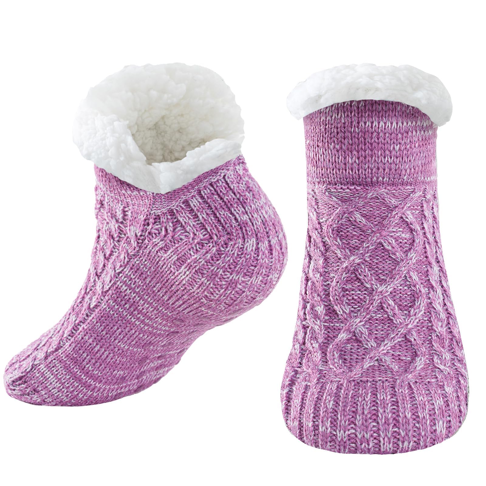 Niorasen Kuschelsocken Damen Herren, Dicke Flauschige Socken mit Greifern， Weiche Warme Winter Hüttensocken Haussocken Stoppersocken, Frauen Geschenk Geburtstag, EU 36-44, 1 Paar
