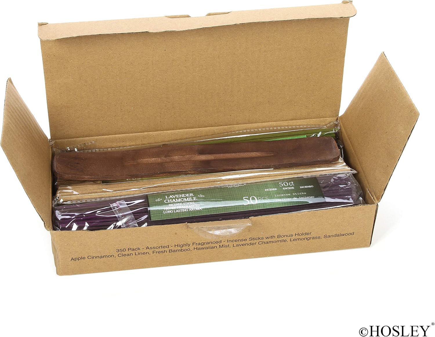 Hosley Assorted 350 Pack Incense Sticks Highly Fragrances Include Apple Cinnamon Tropical Hawaiian Mist Sandalwood Linen Fresh Bamboo Lemongrass and Lavender Chamomile. Great for Aromatherapy. O3