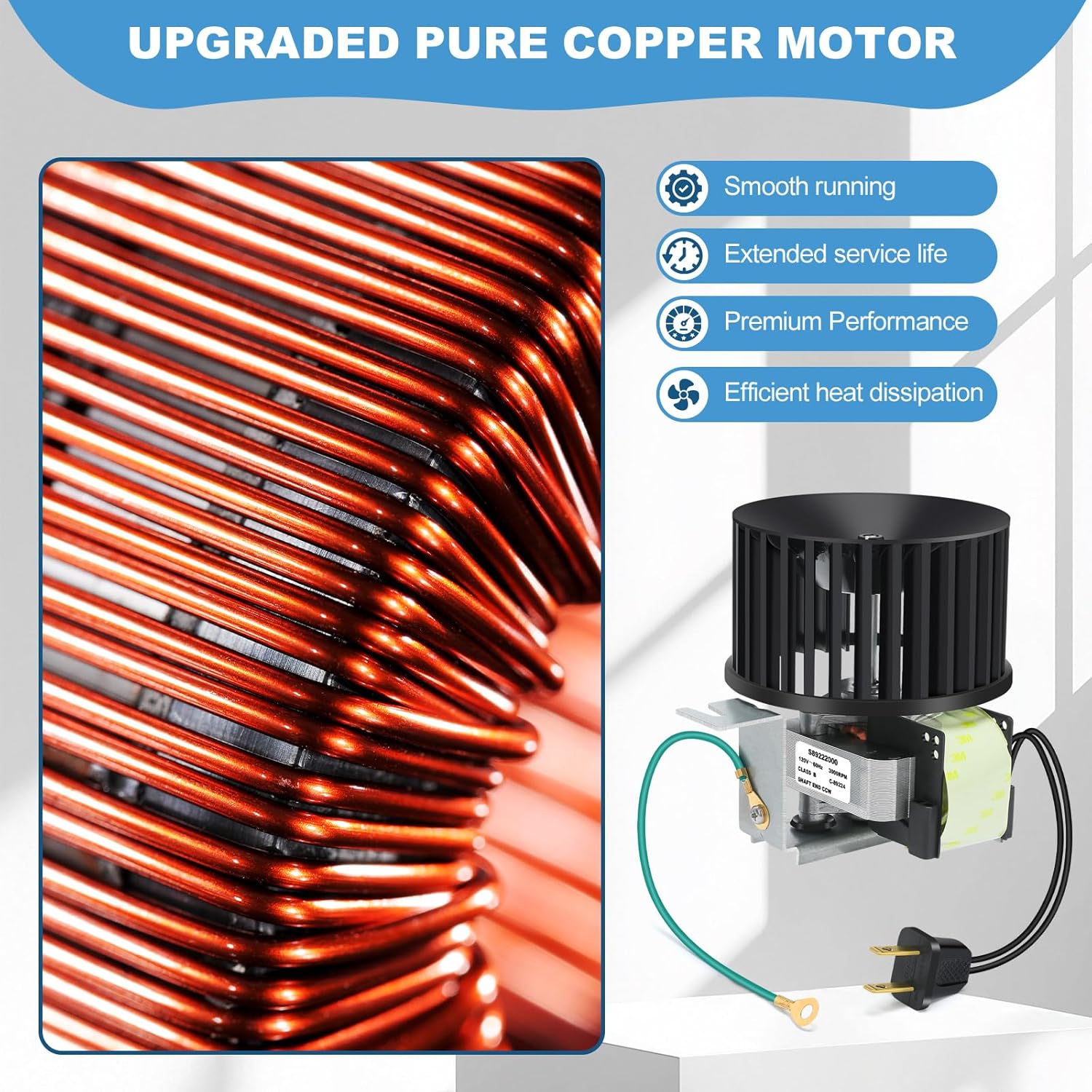 S89222000 High Airflow Replacement Motor Assembly – Extra Quiet Upgrade for Bathroom Exhaust Fans 9417, 9417D, 9417DN, VH9417, VH9417D, 9427, 9427N, 9427P, VH9427, VH9427P