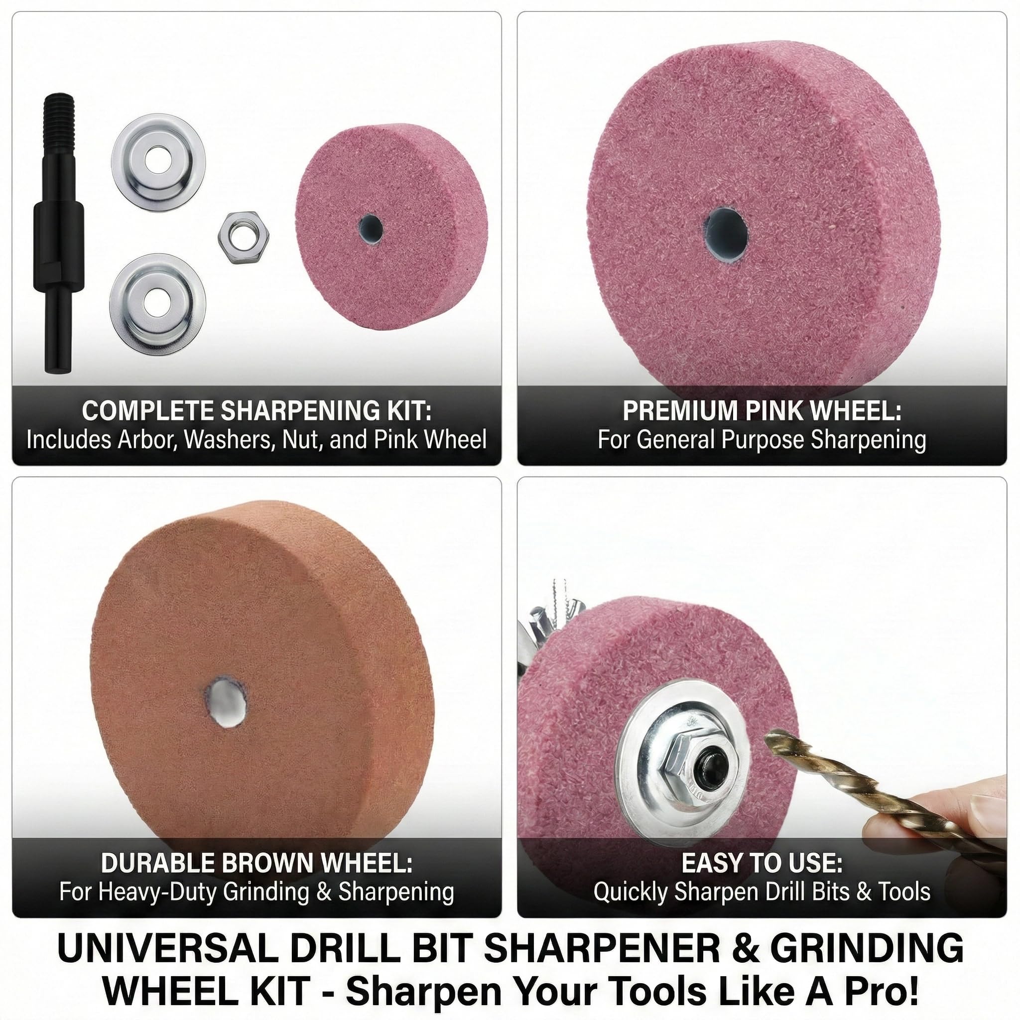 Mola da banco 75mm, disco abrasivo verde-rosso, 80 grana, con barra di adattamento e manico, per lavorazione metalli, diametro 75mm, spessore 20mm