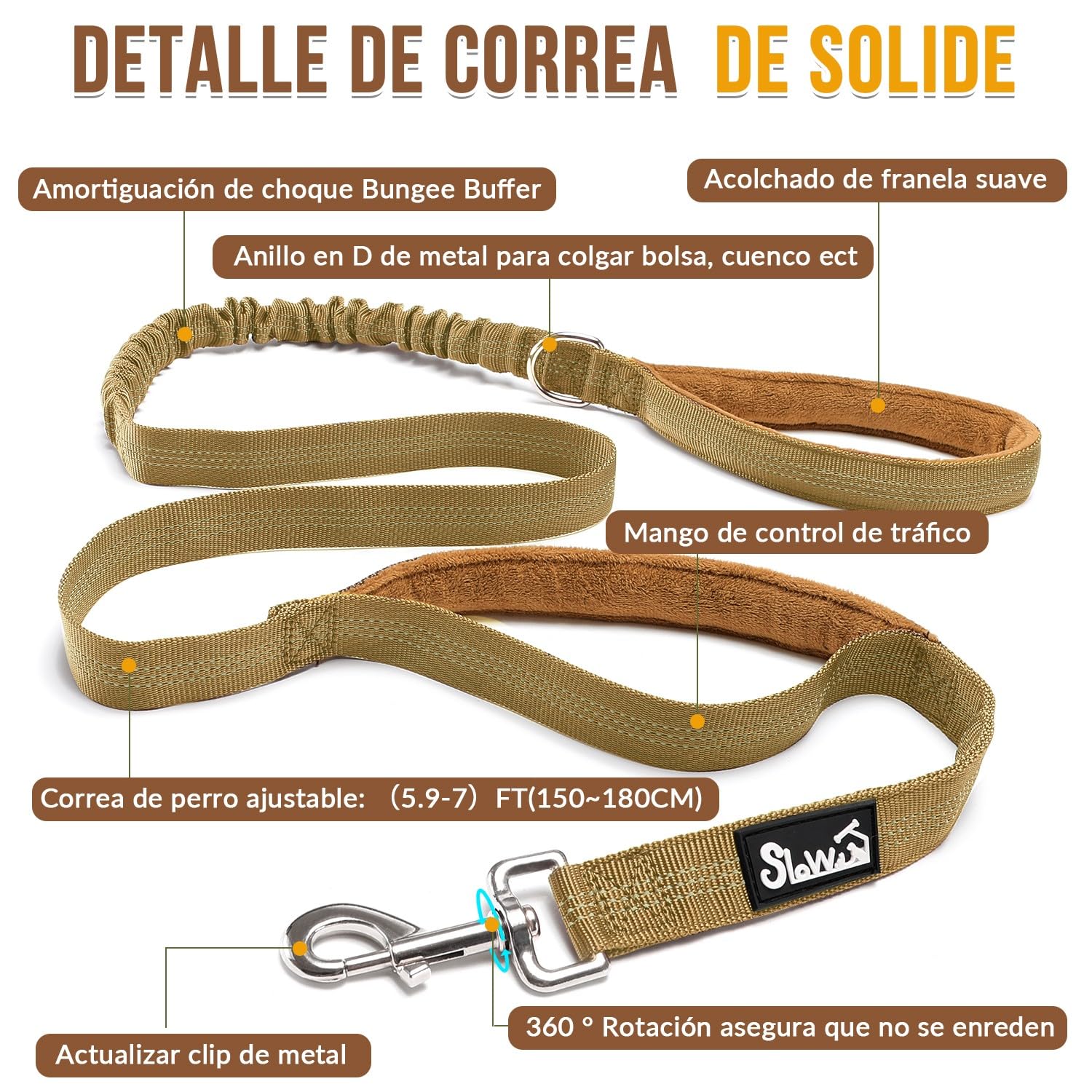 SlowTon Conjunto de Arnés y Correa para Perros, Sin Tirones, Ajustable en Cuello y Pecho, Arnés Antisofoco a Prueba de Escape, Correa de Perro de 5,9 pies, Táctico Militar