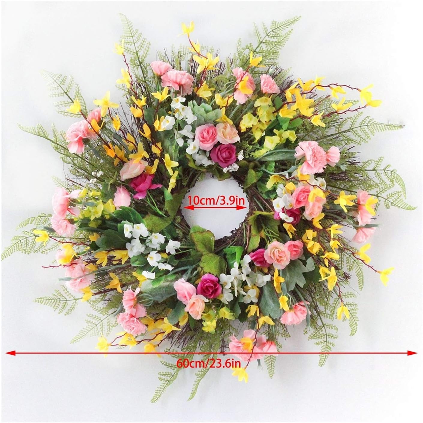 BAIHUOCarnation Wearth Simulation Garland Wreaths Door For Mother's Day Wedding Home Decorations Artificial Flowers Wall Hanging (Color : B)