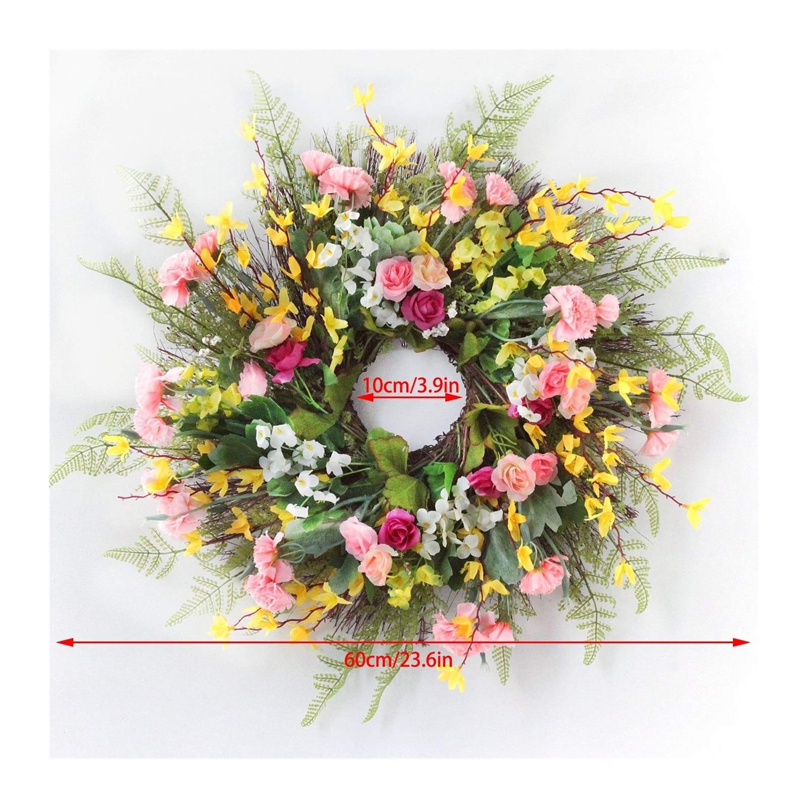 BAIHUOCarnation Wearth Simulation Garland Wreaths Door For Mother's Day Wedding Home Decorations Artificial Flowers Wall Hanging (Color : B)
