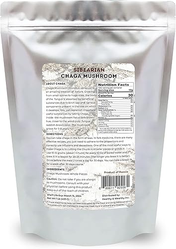 Miniatura 2 de Trozos orgánicos de hongos chaga siberianos de la región de las montañas de Altai 1 lb (453G)