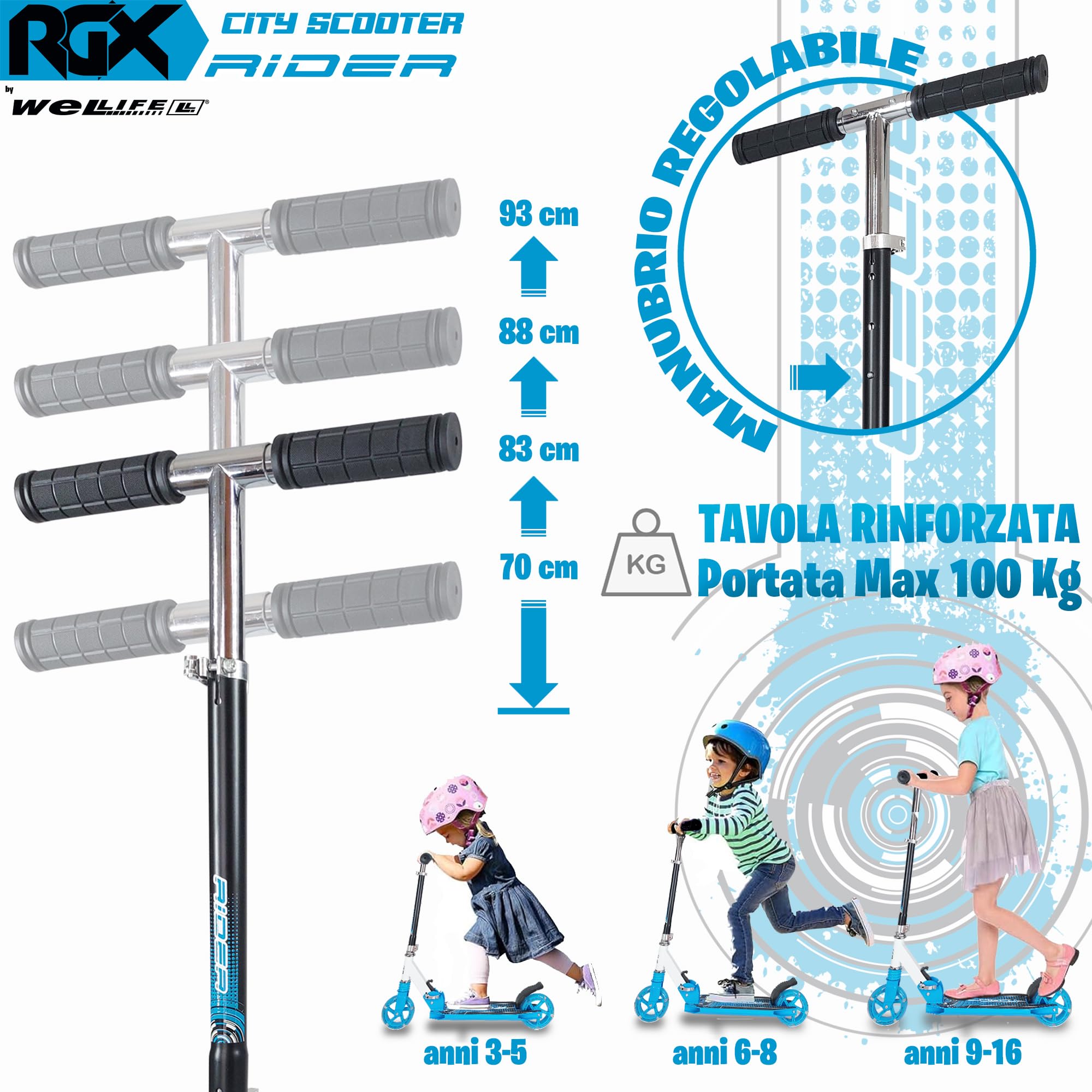 Monopattino Per Bambini WeLLIFE - Ruote LED 140mm, Alluminio Leggero, Regolabile | Scooter Urbano - Foto 4