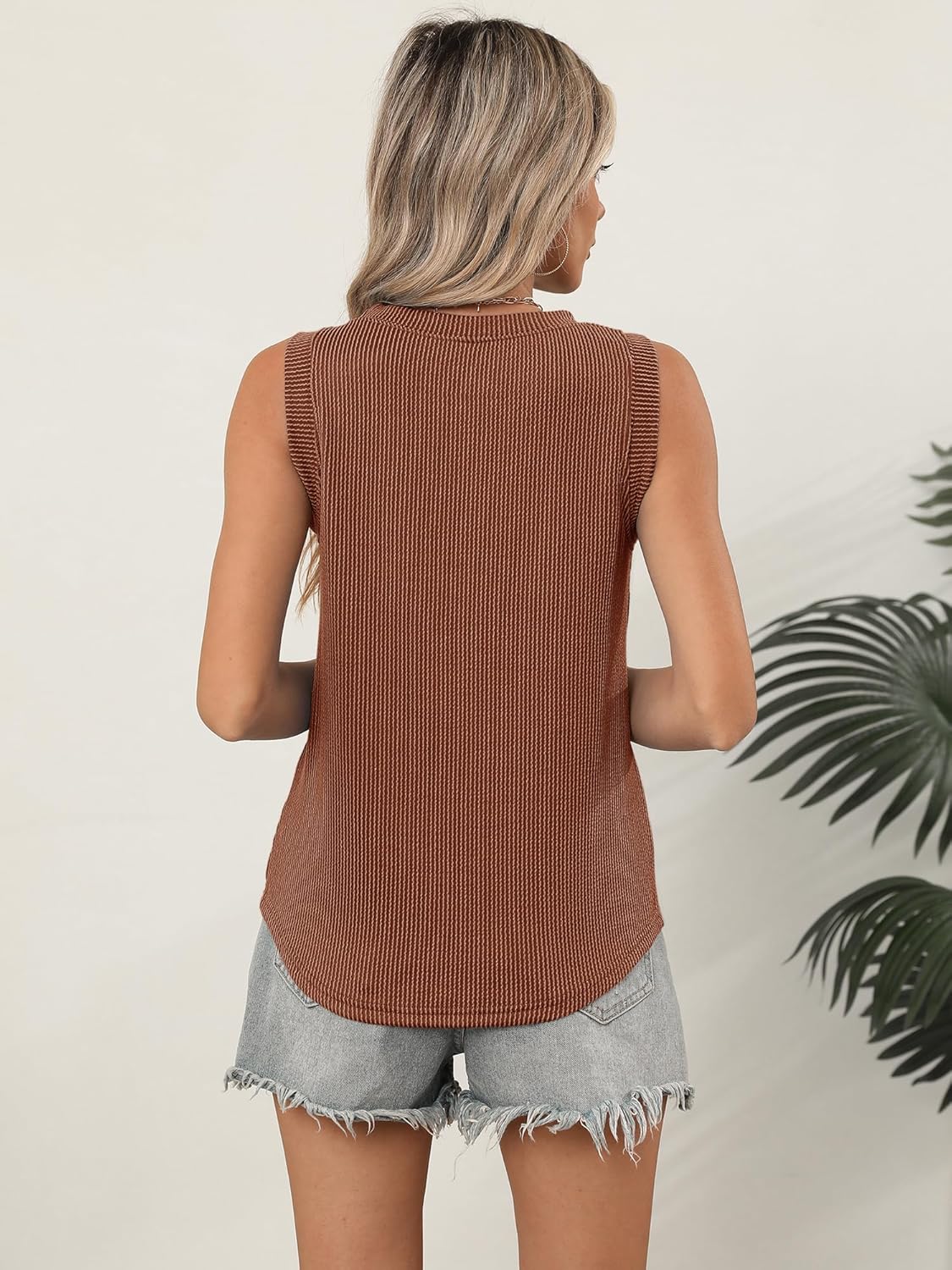 Womens Loose Fit Casual Flowy Tank Tops Crew Neck Trendy Textured Sleeveless Summer Tops Clothes Outfits 2026 - Image 5