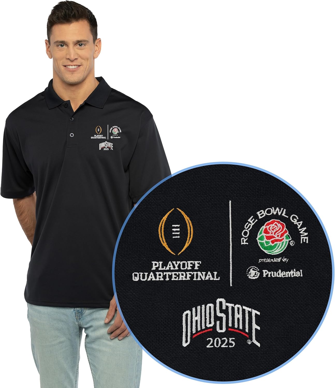 Vantage Apparel NCAA Mens Ohio State Buckeyes Rose Bowl Polo | Cfp 2024-2025