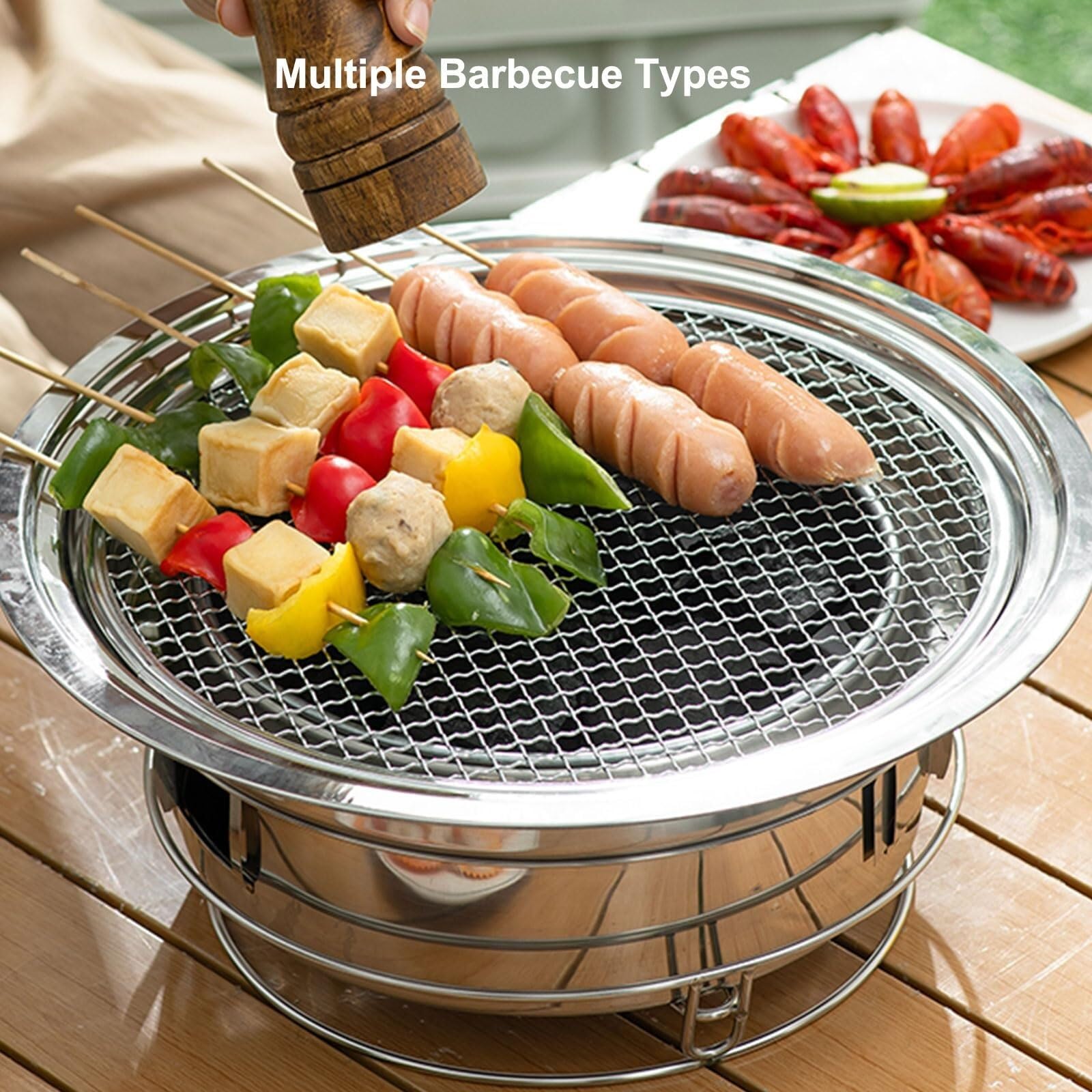 Griglia for barbecue coreana a carbone, piccola griglia a carbone 13,7 pollici griglia portatile griglia for barbecue in acciaio inossidabile griglia kbbq da tavolo campeggio interno all'aperto