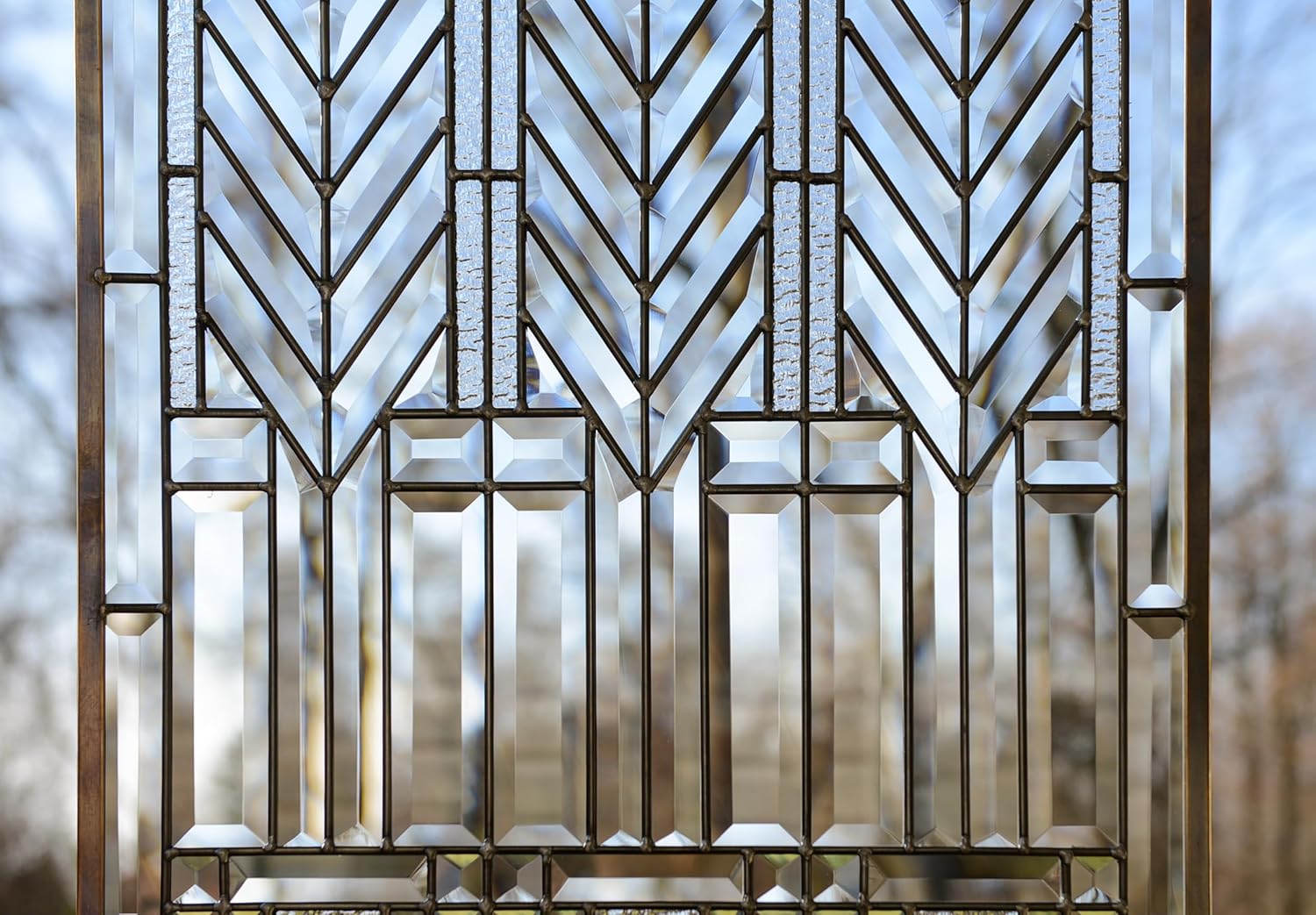 20" x 34.25" All Clear Beveled Stained Glass Hanging Window Panel