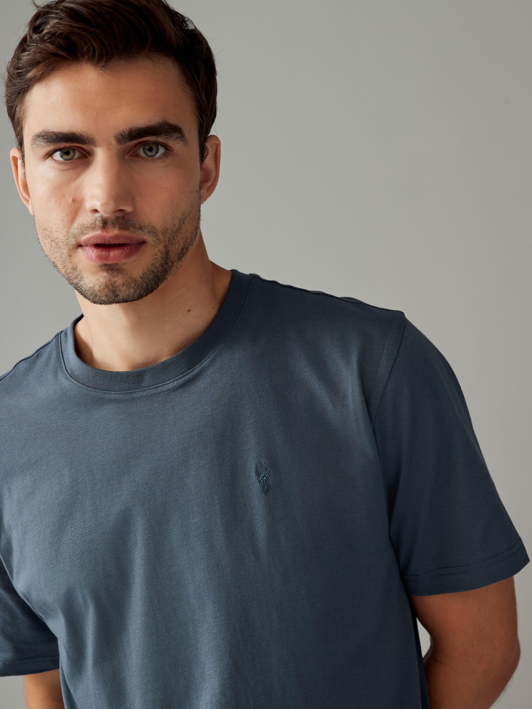 NEXT Camisetas para Hombre, Cuello Redondo, 100% Algodón, Pack de 4 Camisetas