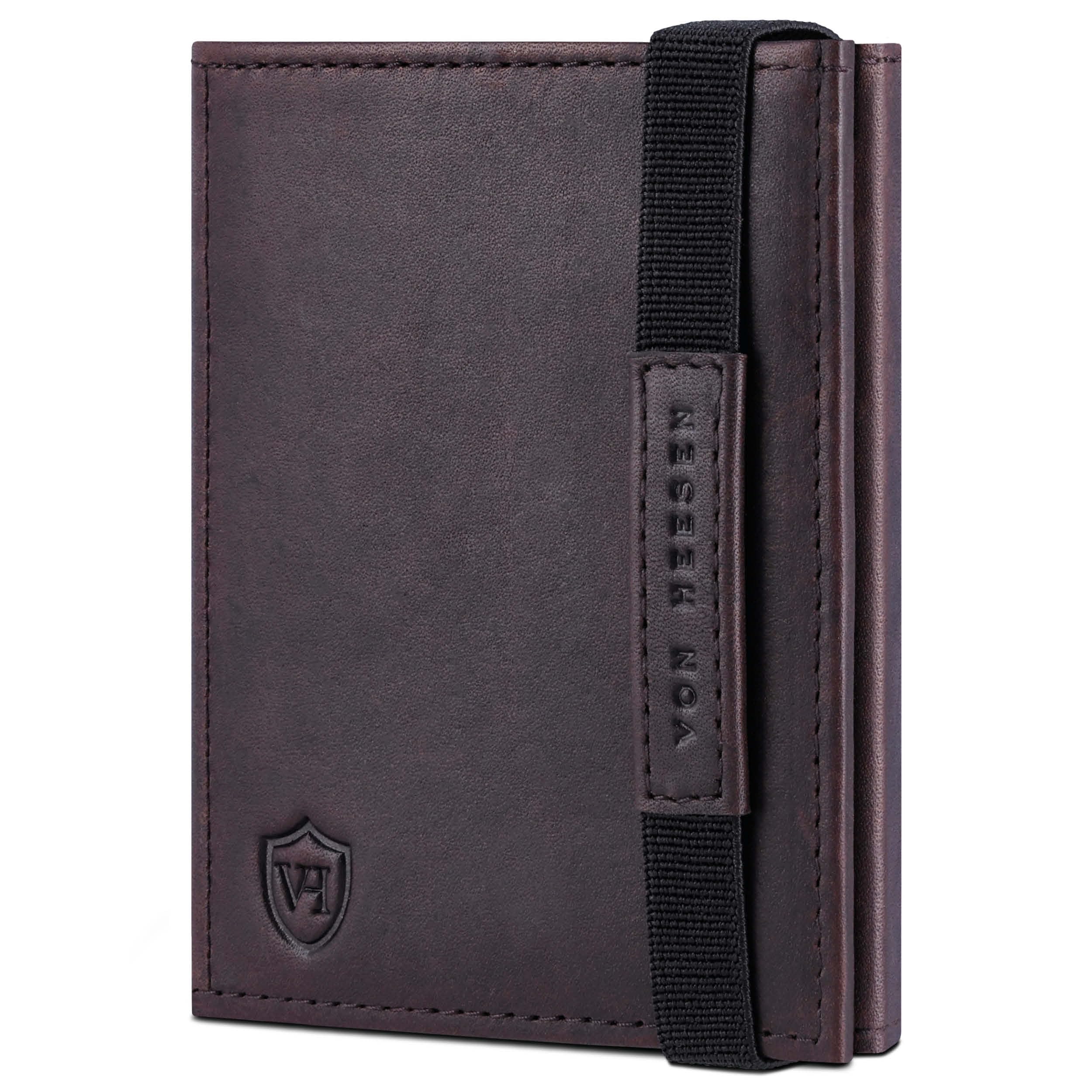 VON HEESEN Slim Wallet mit RFID Schutz - Geldbörse Herren klein - Mini Geldbeutel Damen Portmonee - Kartenetui Echtleder Karten Portemonnaie - Leder Kreditkartenetui