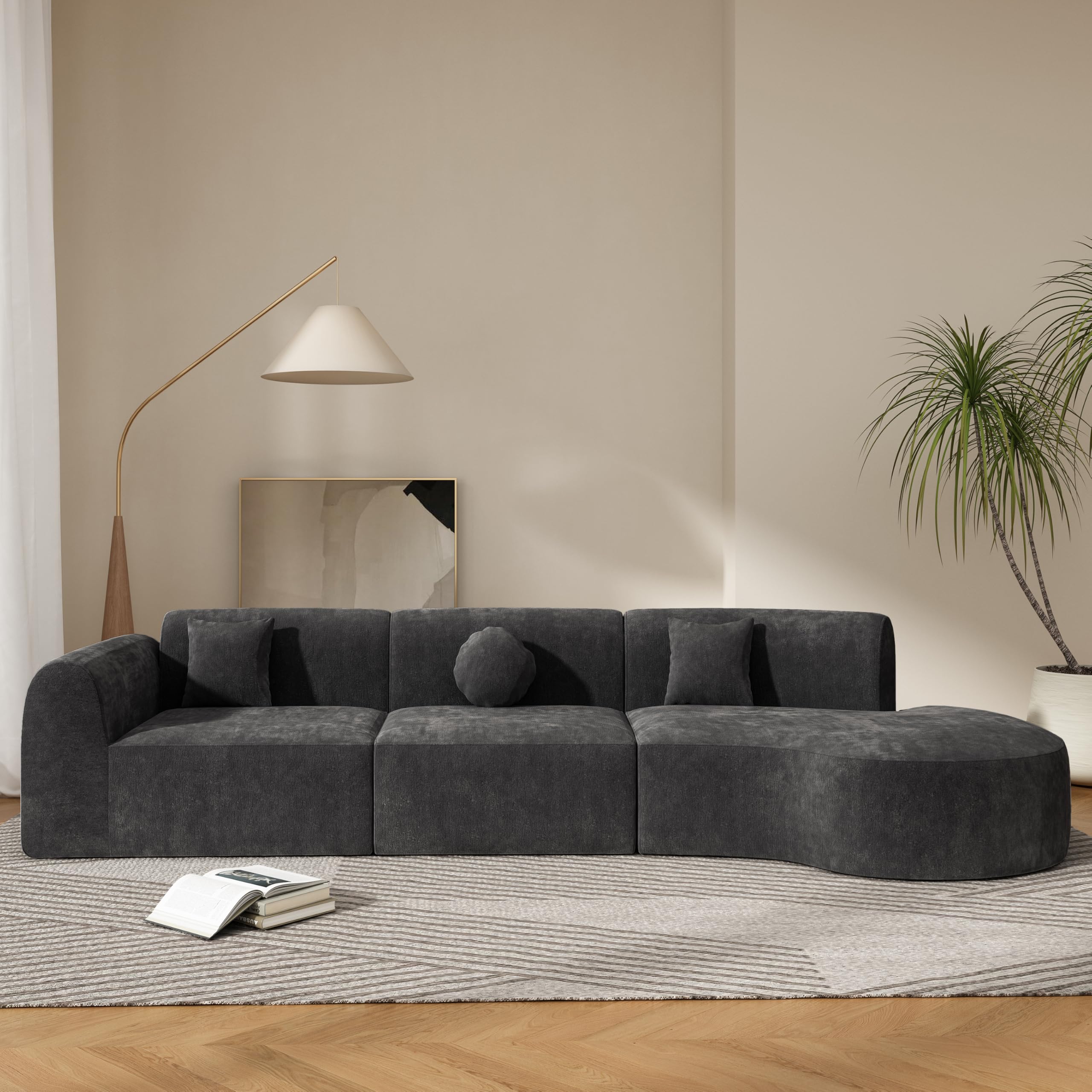 LOUVREDO sofill-e Ｄecor Euroco Fabric Sofa L shaped Upholstered Modular Sofa