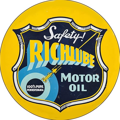 Miniatura 381 de Brotherhood Letrero de gas vintage de reproducción de letreros de metal vintage, letrero redondo de metal para garaje y hogar, 8 pulgadas de Nourse