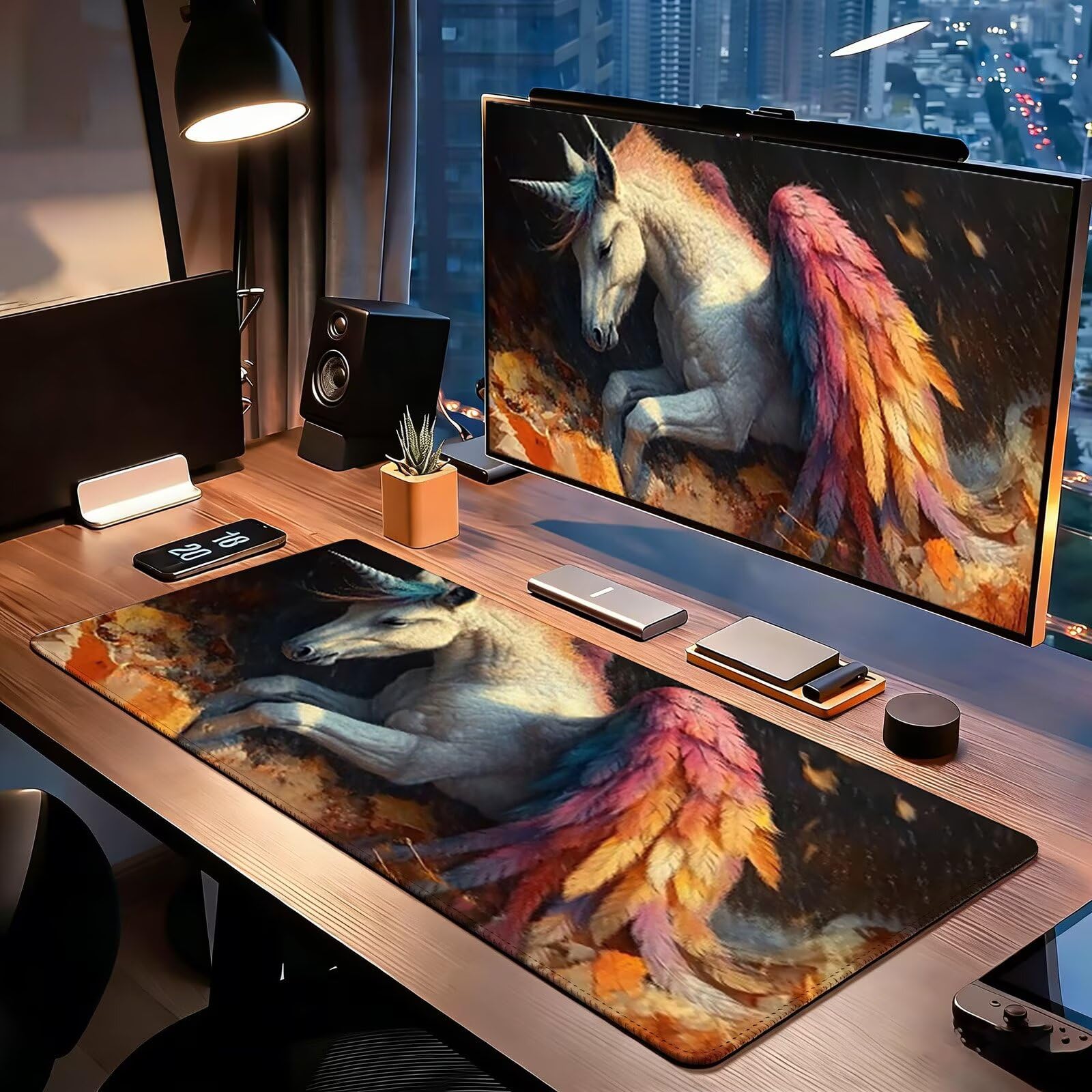 Tappetino Mouse Gaming, 1200x600mm Tappetino Mouse XXL nero 0c0-312 | Mouse Pad Grande, Ottimizzato per i Sensori da Gioco, Migliora Precisione e Velocità, per Mac e PC, Unicorno (2)