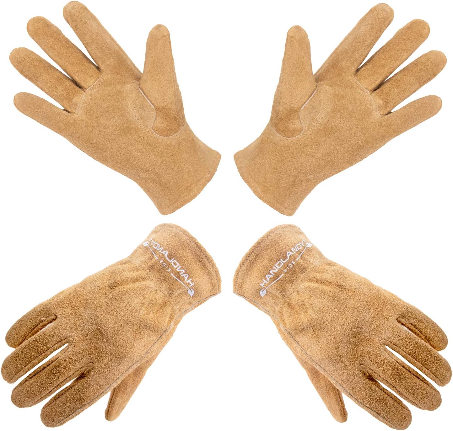 HANDLANDY Kids Genuine Leather Work Gloves for Ages 311, Children