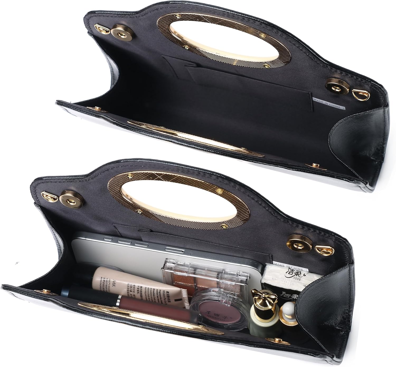 Top Metal Handle Clutch Bags for Women, Evening Handbag Shoulder Crossbody Purse with Chain - Image 7