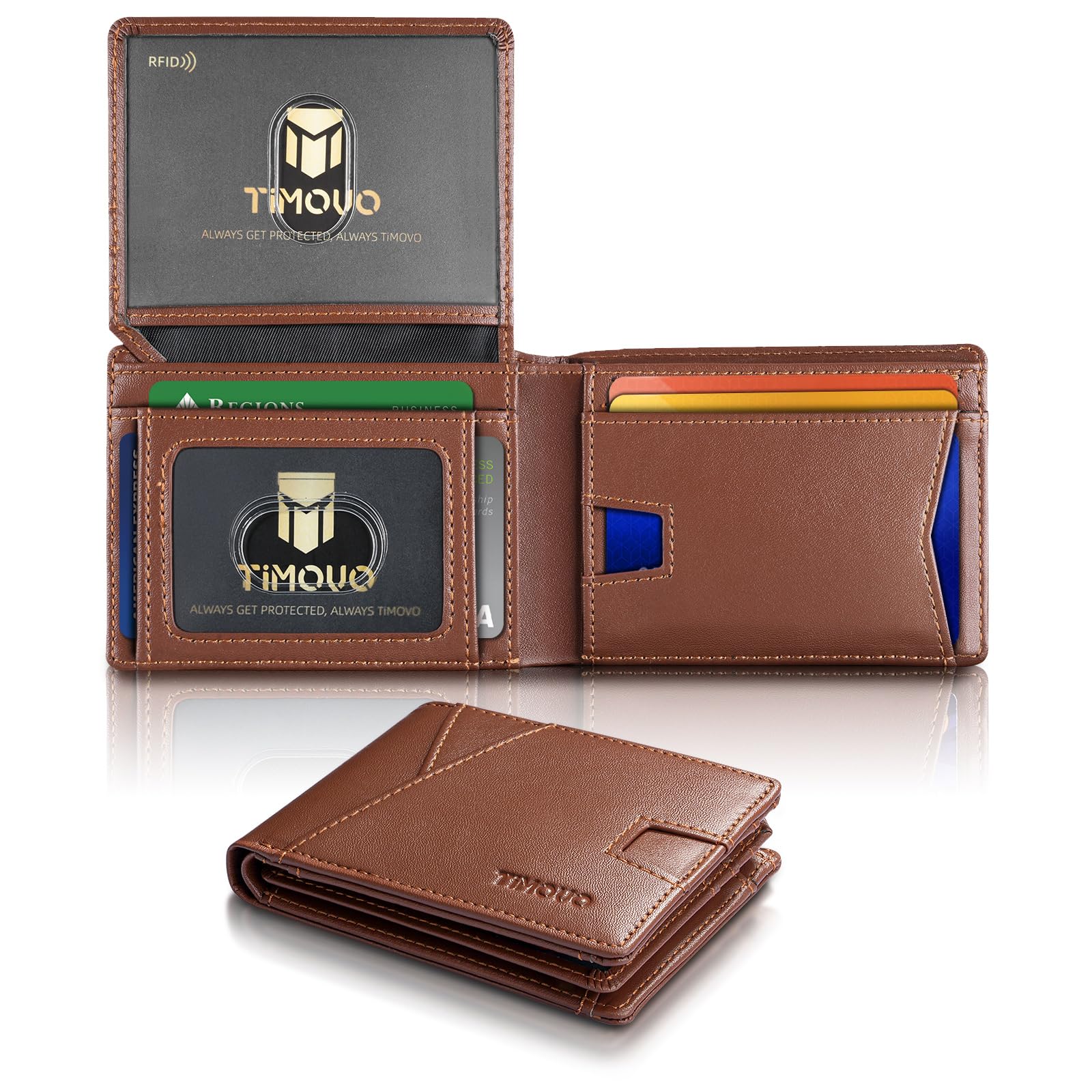 TiMOVO Slim Bifold Men's Wallet, RFID Blocking 2 ID Windows, Dark Brown