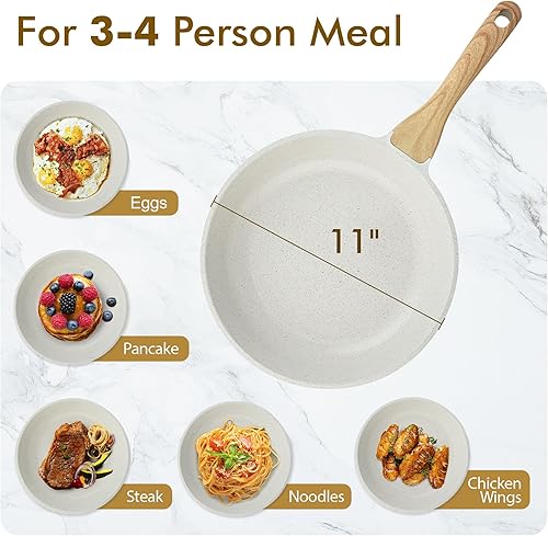 Miniatura 7 de SENSARTE - Sartén antiadherente de cerámica, para omelet y huevos, sartén de chef saludable y no tóxica, compatible con inducción, con mango