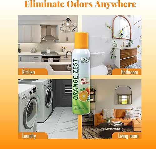 Miniatura 5 de Citrus Magic Ambientador en aerosol orgánico natural que elimina el olor, ralladura de naranja, 3 onzas, paquete de 3