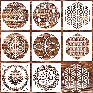 Sacred Geometry Stencil 8inch Reusable Stencils for Crafts Metatron's Cube/The Flower of Life Drawing Templates for Wall Canvas Paper Art Crafts