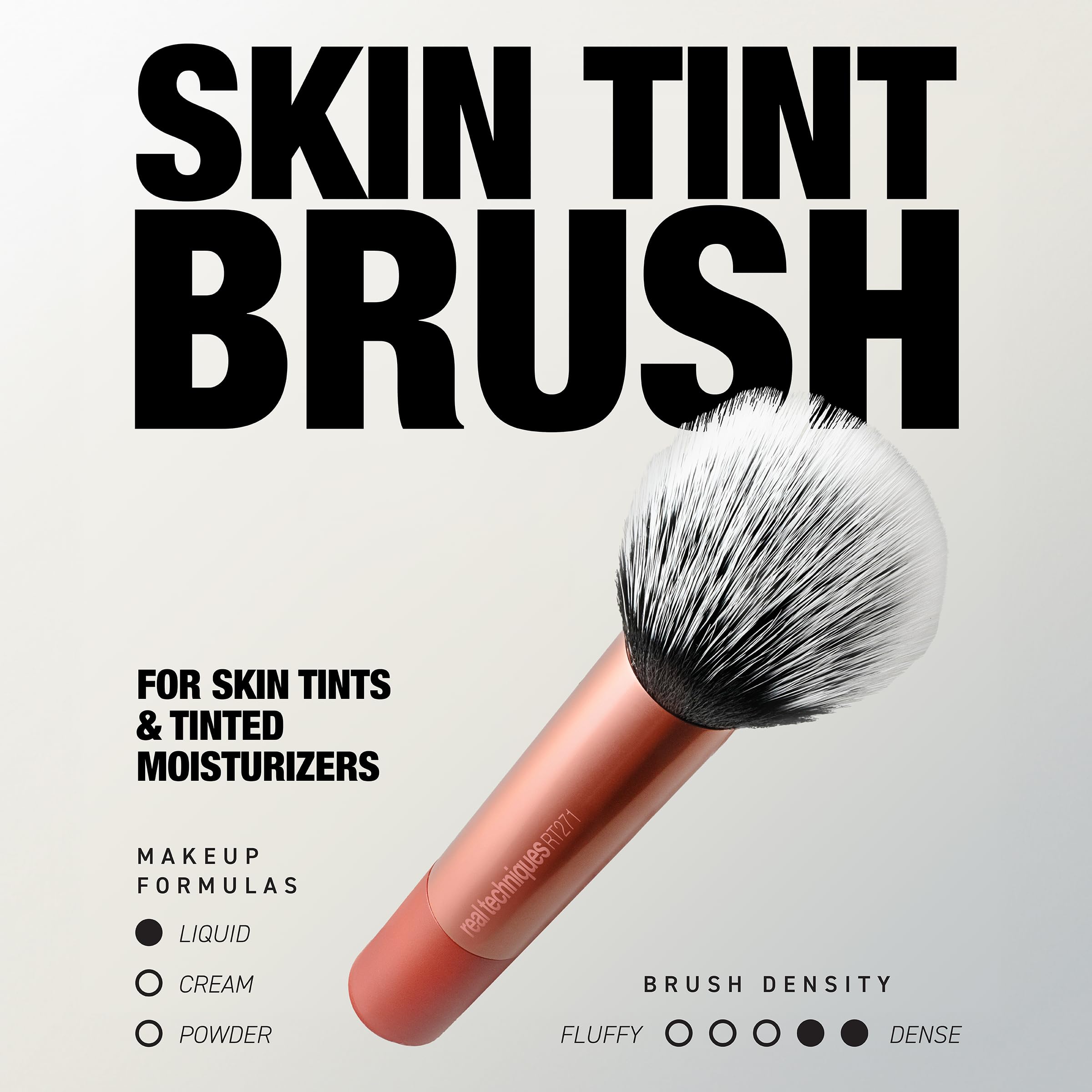 Real Techniques Skin Tint Base Brush, Liquid Foundation Makeup Brush for Skin Tint & Tinted Moisturizer, Streak-Free Blending, UltraPlush Bristles, Cruelty-Free, 1 Count