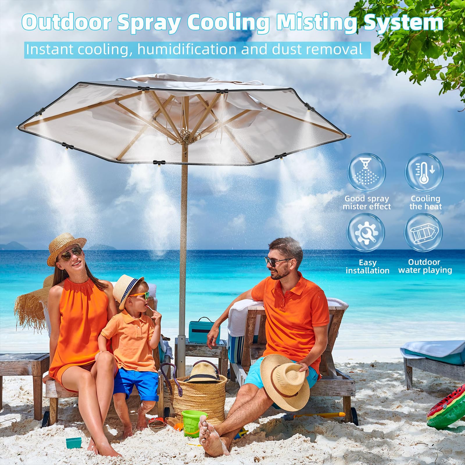 Sprühnebel Kühlung Terrasse | Sprühnebel Terrasse System, Wasser Vernebler Terrasse mit Wasserfilter, Dichtung,Messing-Nebeldüsen Terrassennebel für Kühlen von Außengewächshaus (10M)