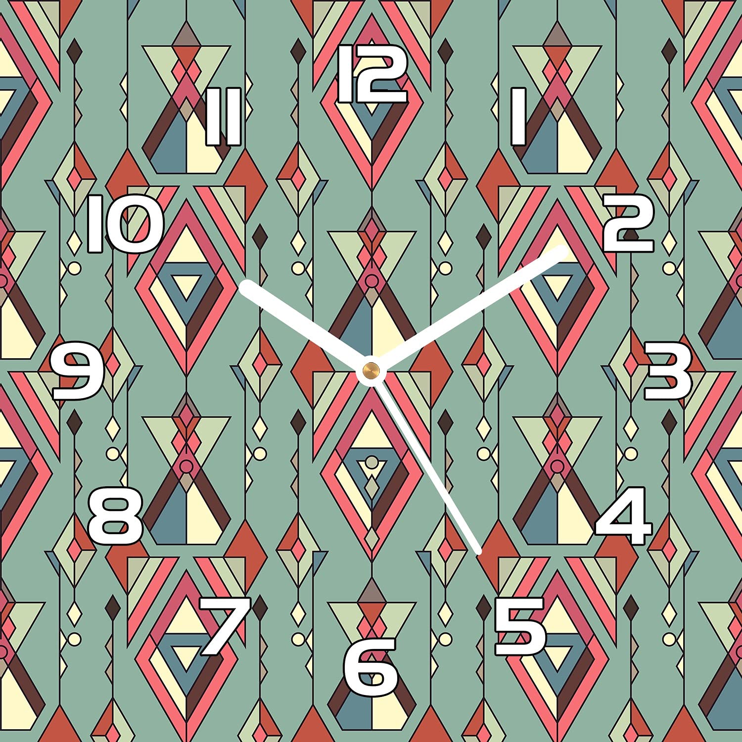 Horloge en verre murale 30x30 cuisine et salon motif mexicain aztèque