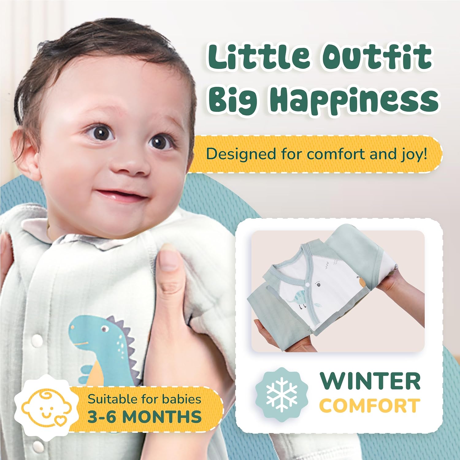 Neo Life 24-Piece Dinosaur Winter Organic Cotton Baby Gift Set – Baby Shower Layette Hamper, Newborn Essentials, Unisex 3-6 Months