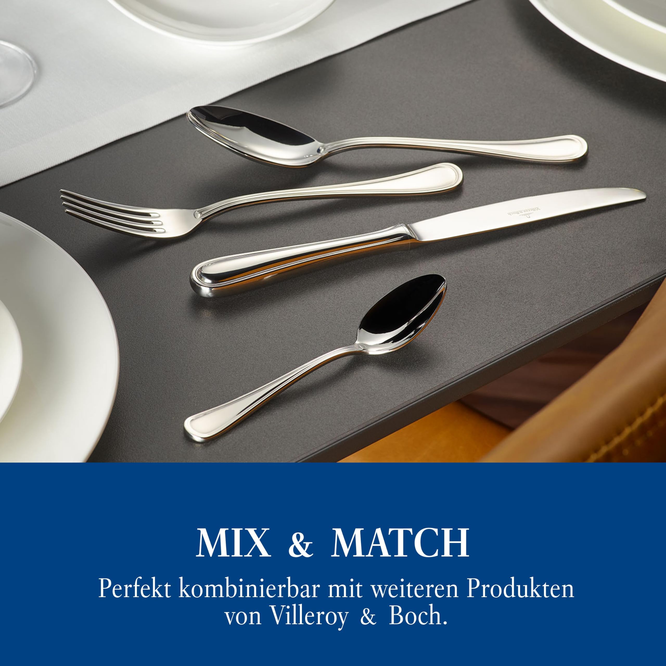 Villeroy & Boch - Edelstahl Besteckset 24-teilig, Spülmaschinenfest für 6 Personen - Klassisch Elegantes Besteck für Alltag und Festessen