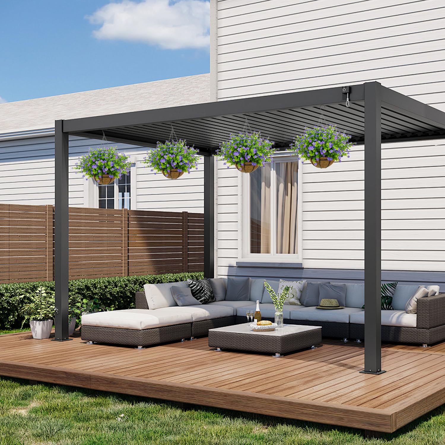Cesto di fiori artificiali da appendere, 12 fasci di fiori artificiali realistici resistenti ai raggi UV, piante artificiali per la decorazione di esterni, casa, giardino, veranda, patio