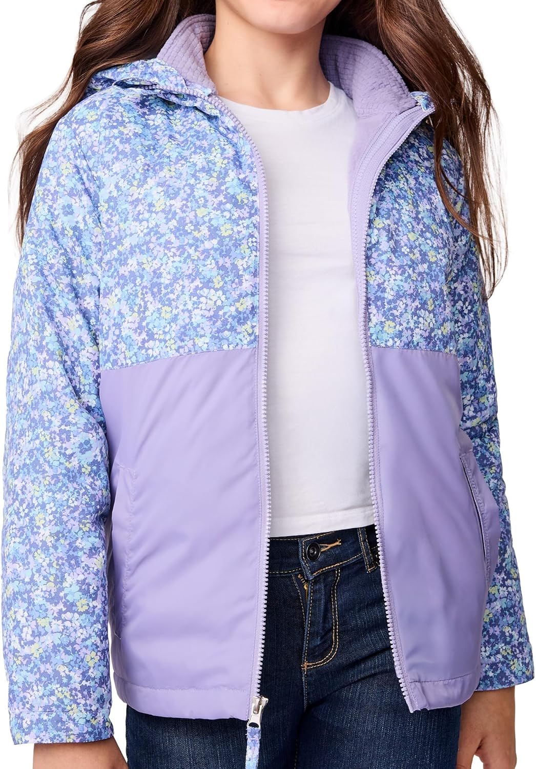 Free Country Girls 3 in 1 Winter Jacket Fleece Water & Wind Resistant Shell Insulated Hooded Outdoor Coat for Kids