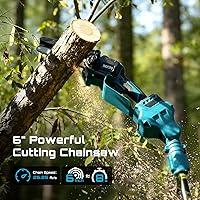 Vista 6 de SEESII Motosierra de poste inalámbrica, cortasetos, tijeras de podar, kit de herramientas de jardín extensible alimentado por batería de 4000 mAh