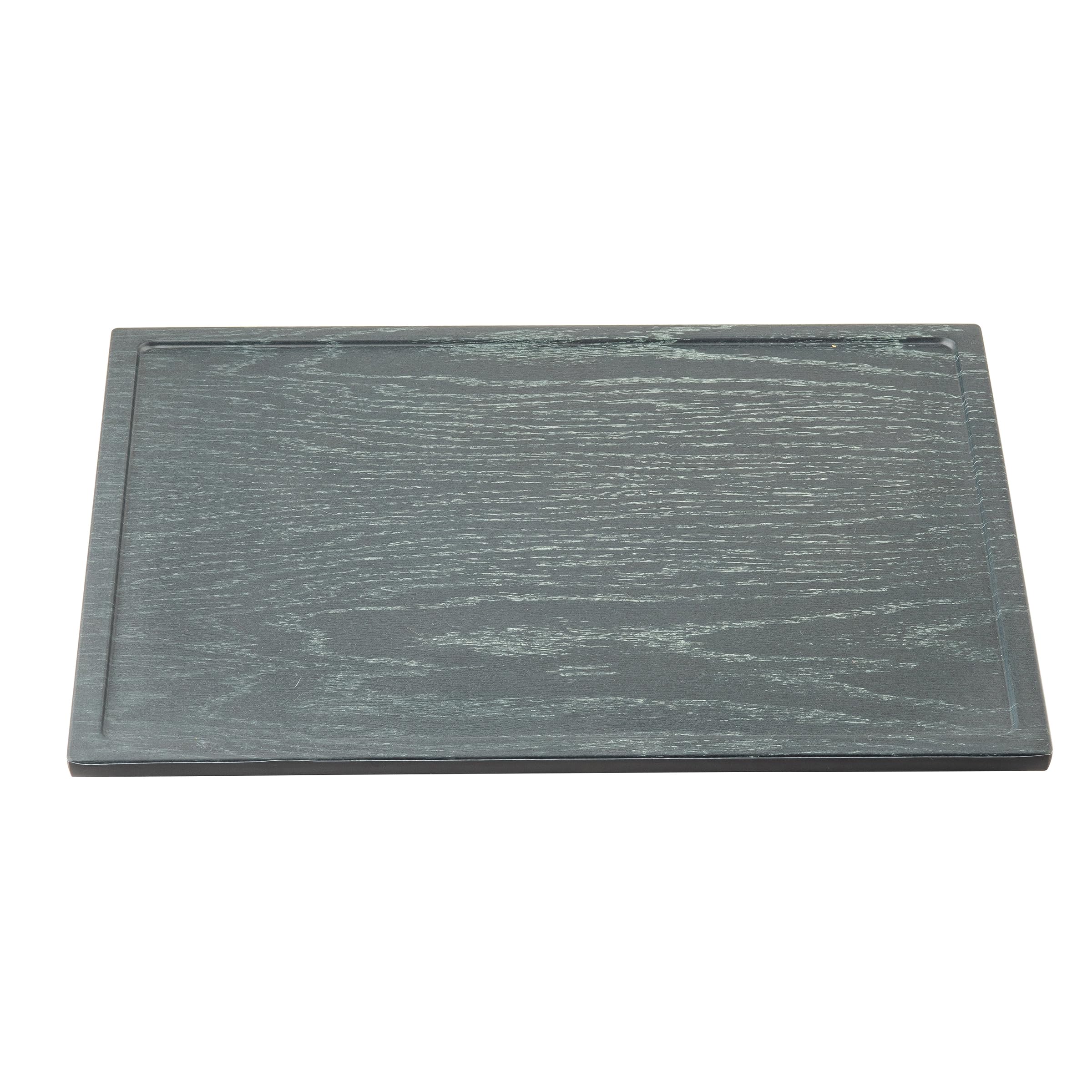 TableCraft Serving Tray, 12.75" x 10.375" x 0.625" Black Melamine with Onyx Decal, Fits Half Size Gastronorm Crates, Decorative Professional Serving Surface for Catering, Buffet, and Display