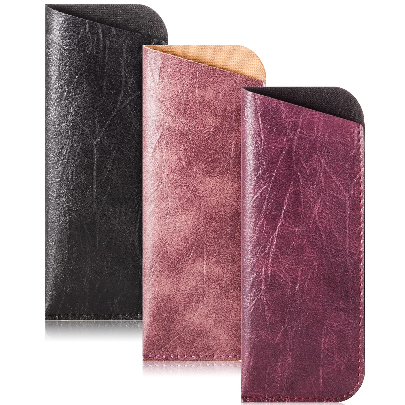 TRIUMPH VISION Reading Glasses Pouch Eyeglass Sleeve Soft Case Slim 3 Pack