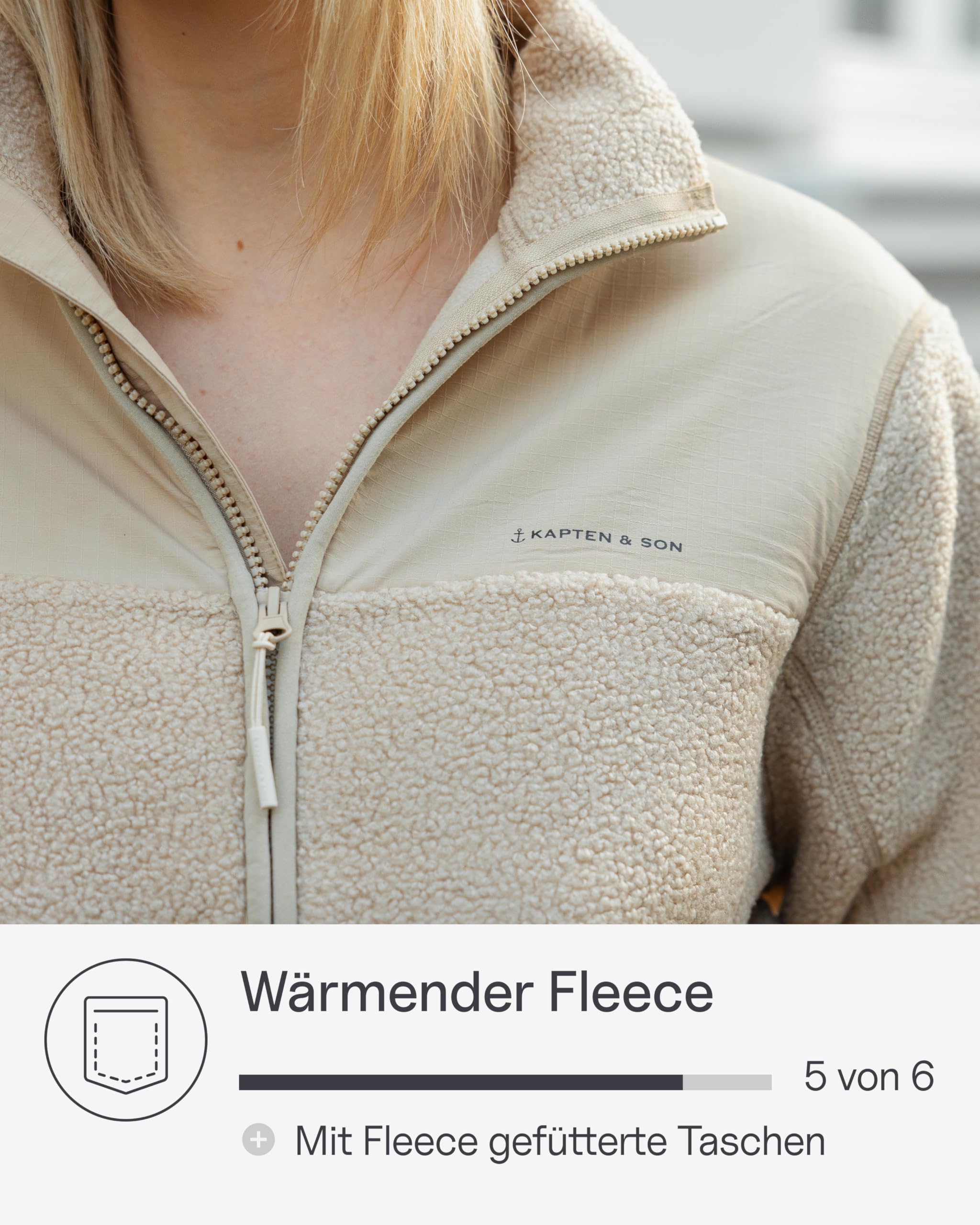 Kapten & Son Teddy Fleecejacke Damen & Herren | Weiche Teddyfleecejacke in All Black, Sandstone, Forest Green XS - XL | gefütterte Taschen mit Reißverschluss, verstellbarer Bund | Outdoor, Alltag