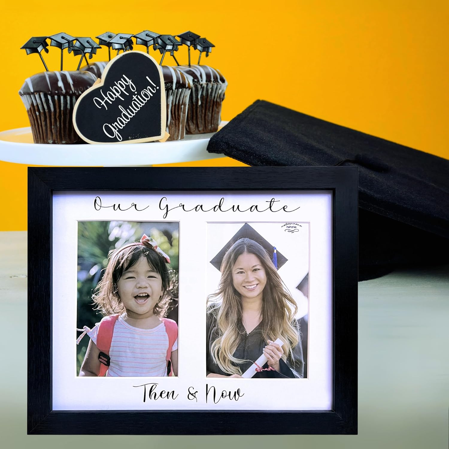 Then and Now Graduation Picture Frame, Double 4x6 Photo Frame, Class of 2026 Graduation Frame, School Picture Frame Pre-K to 12 Display, Grad Party Decor, Graduation Gifts