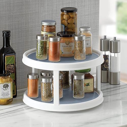 Miniatura 5 de Copco Basics - Mesa giratoria antideslizante de 2 niveles, 12 pulgadas, diseño de denim desteñido