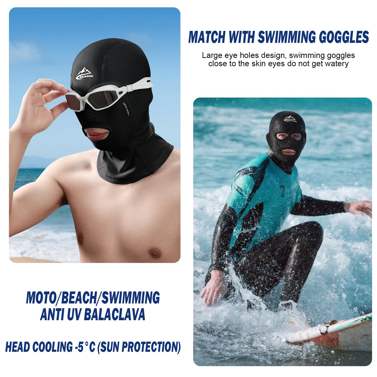 TAGVO Pasamontañas de Secado rápido para Hombres y Mujeres, Multifuncional Protección Solar Transpirable Pasamontañas de Natación Surf Montar Moto, Balaclava al Aire Libre Arnés bajo el Casco