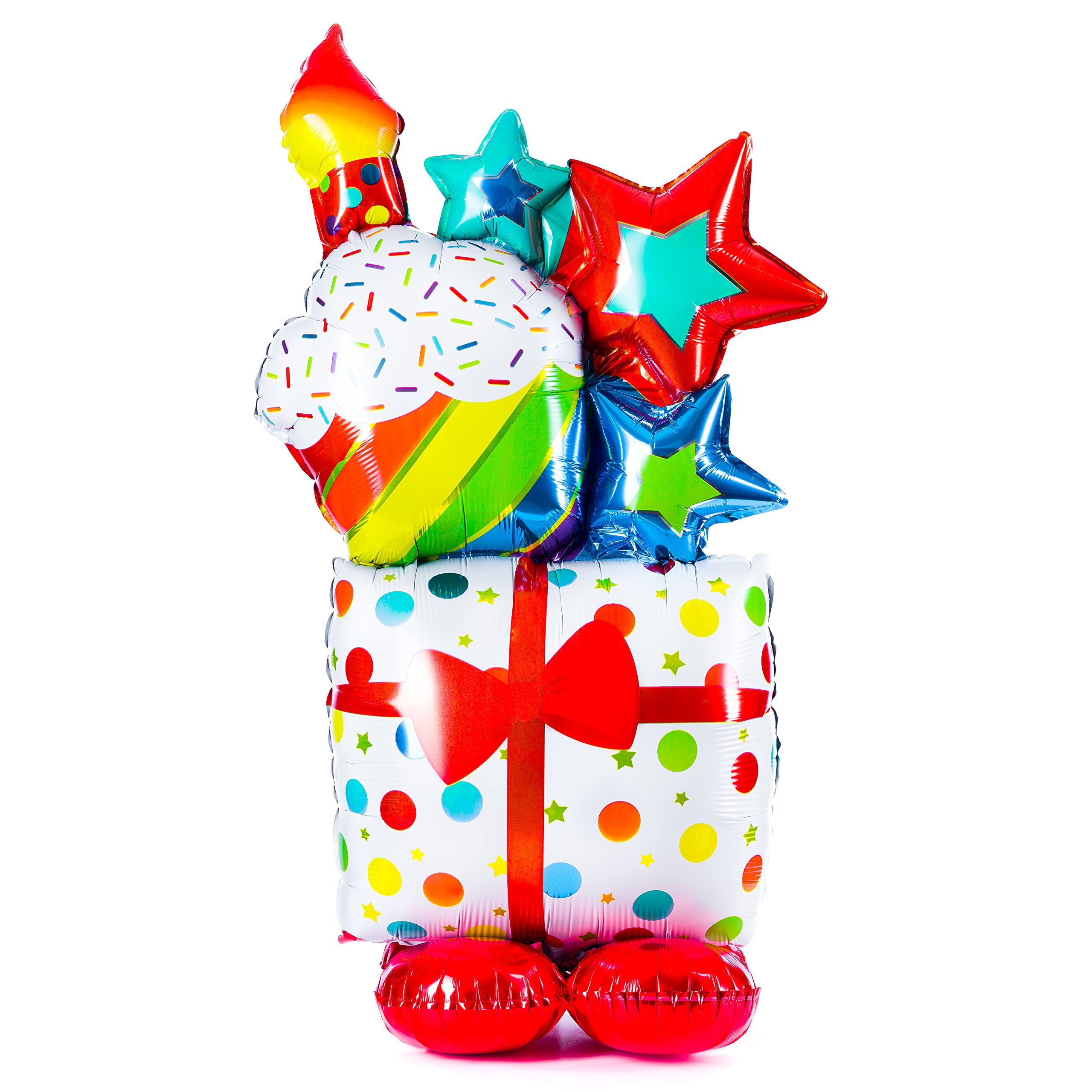 LavaRose Jumbo Birthday Balloons - 100cm Tall, Red, Freestanding, No Helium Needed