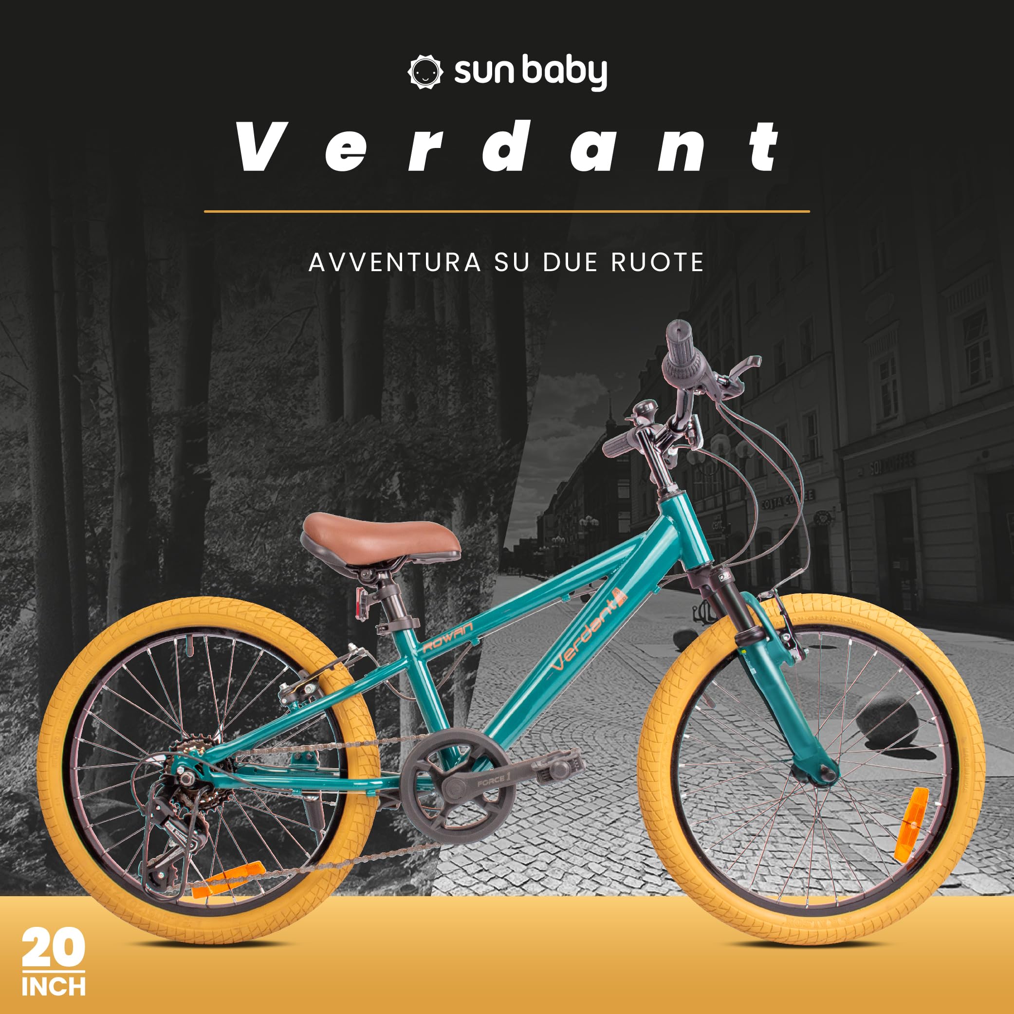 Verdant Bike Bicicletta per bambini 20 24 pollici ruota dimensioni da 6 a 12 anni altezza regolabile velocità Shimano